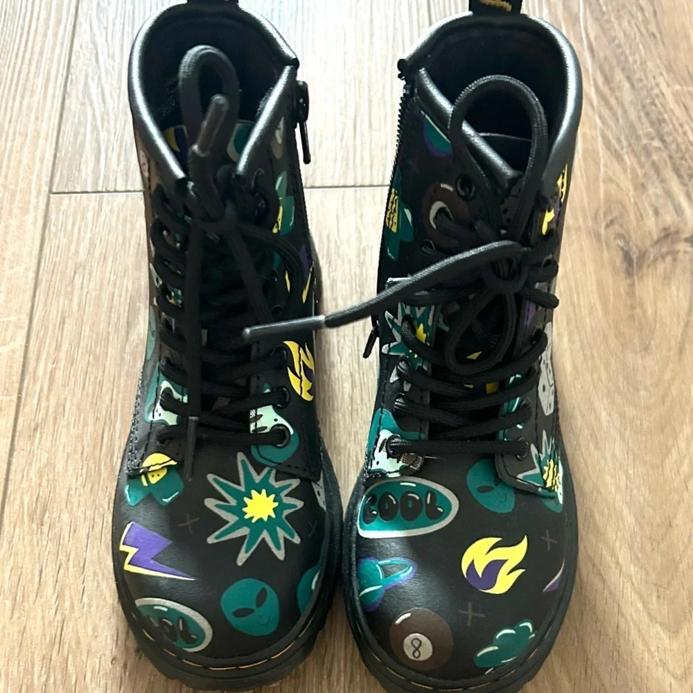 Dr. Martens Toddler 1460 Sticker Print Leather Lace Up Boots SIZE 11